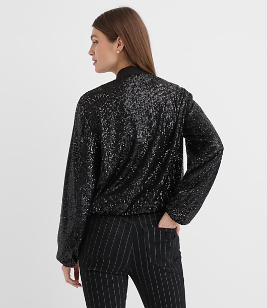Petite Sequin Bomber Jacket