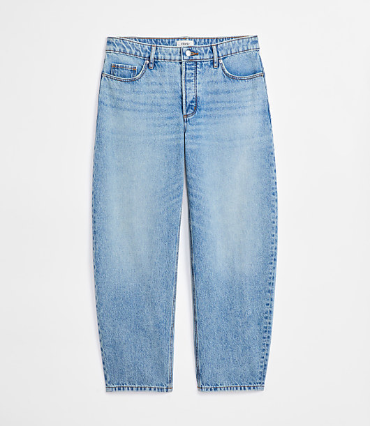 Rivete Petite Mid Rise Barrel Jeans Aura Wash