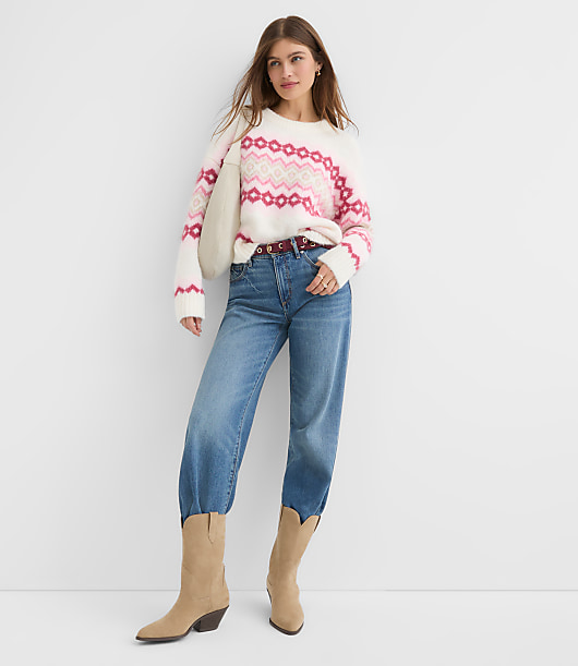 Petite Fuzzy Fair Isle Oversized Sweater