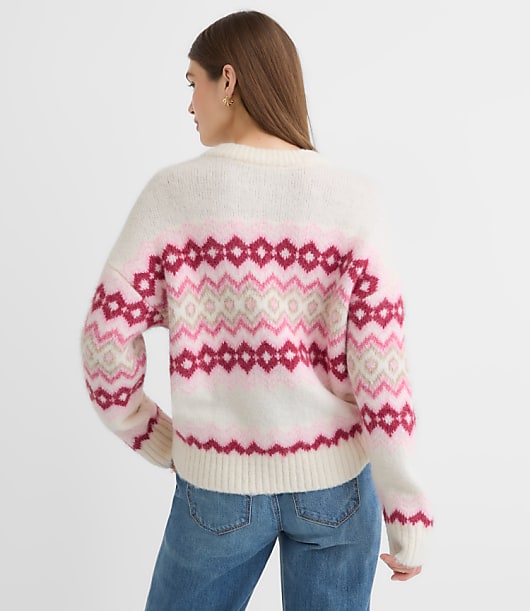Petite Fuzzy Fair Isle Oversized Sweater
