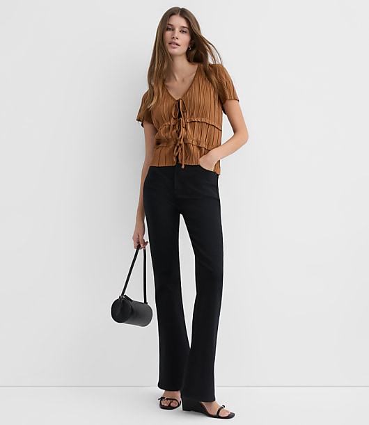 Loft Pleated Bow Tie Top