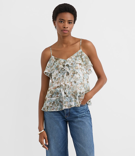 Floral Tie Back Ruffle Strappy Cami