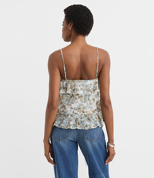 Floral Tie Back Ruffle Strappy Cami