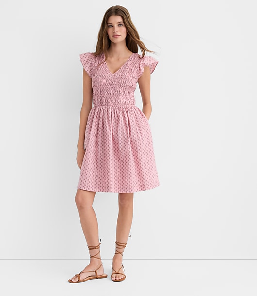 Floral Smocked Flutter Mini Pocket Dress
