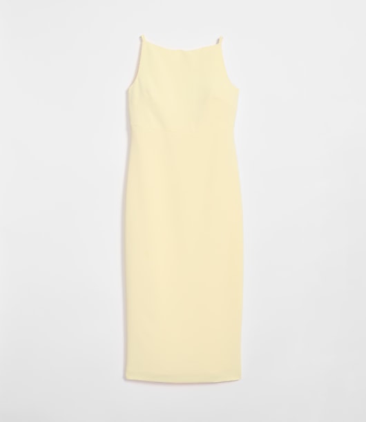 LOFT Versa Crepe Drape Square Neck Midi Dress