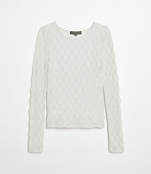 Petite LOFT Versa Geo Lace Long Sleeve Top - Mint Cloud