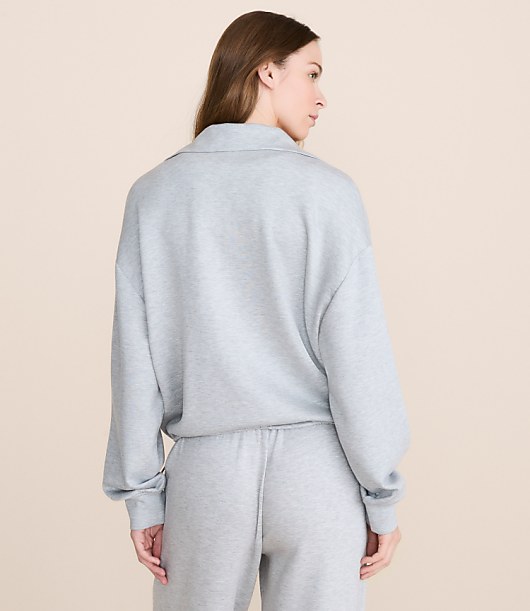 Petite Lou & Grey Heathered Cinched Scubasoft Half Zip Top