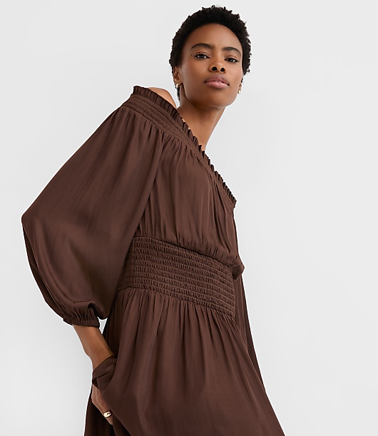 Petite Smocked Off The Shoulder Maxi Dress