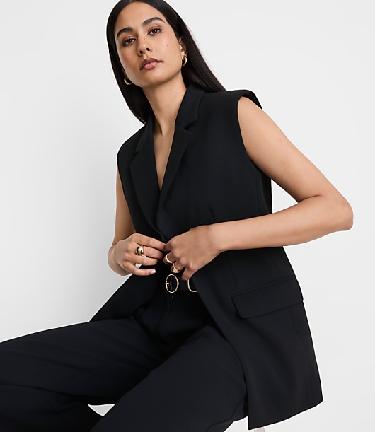 LOFT Versa Crepe Drape Sleeveless Blazer