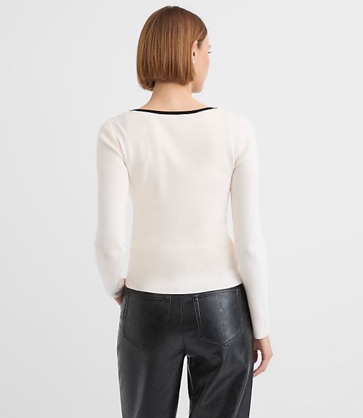 Contrast Bow Cardigan