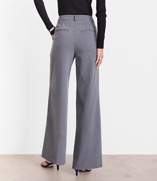 Tall LOFT Versa Seasonless Stretch Double Pleat Wide Leg Pants in Heather