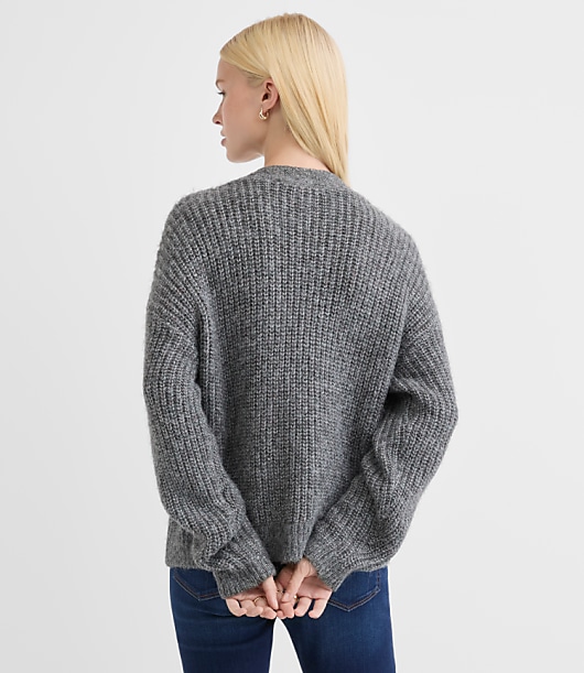 Shimmer Moon & Star Jeweled Button Cardigan - Twilight Grey