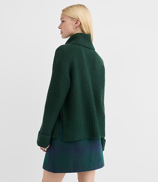 Petite Cuffed Ribbed Mock Neck Sweater