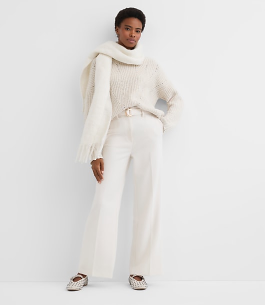 Petite Sequin Pointelle Ribbed Relaxed Sweater