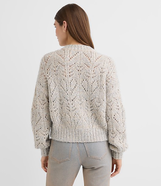 Shimmer Pointelle V-Neck Cardigan