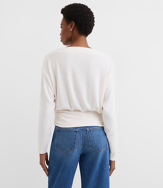 Petite Ruched Hem Boatneck Top