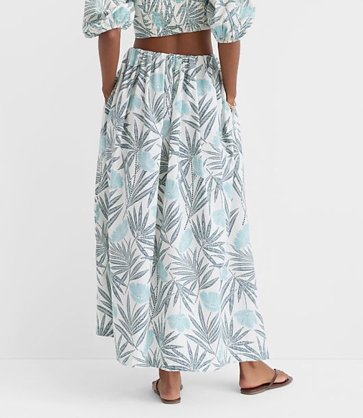 LOFT Beach Palm Poplin Maxi Pocket Skirt