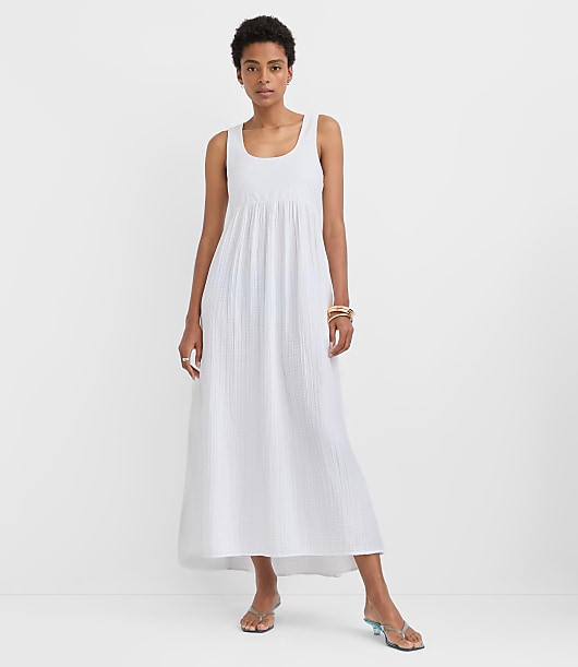 LOFT Beach Triple Cloth Mixed Media Maxi Pocket Dress