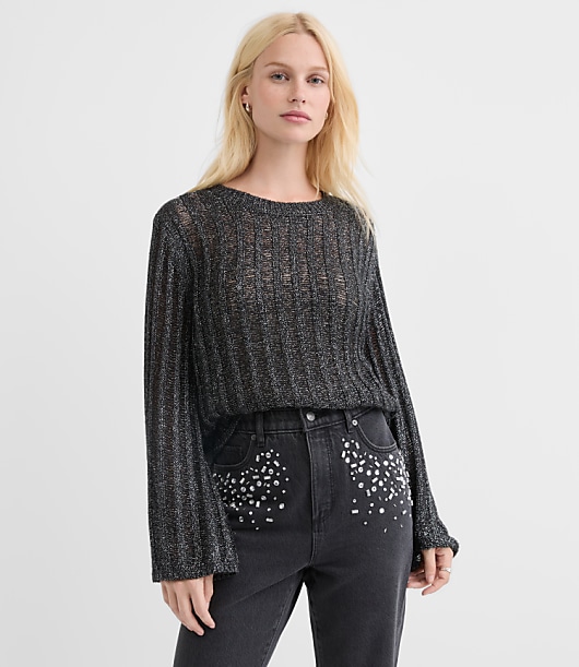 Petite Shimmer Drop Stitched Sweater