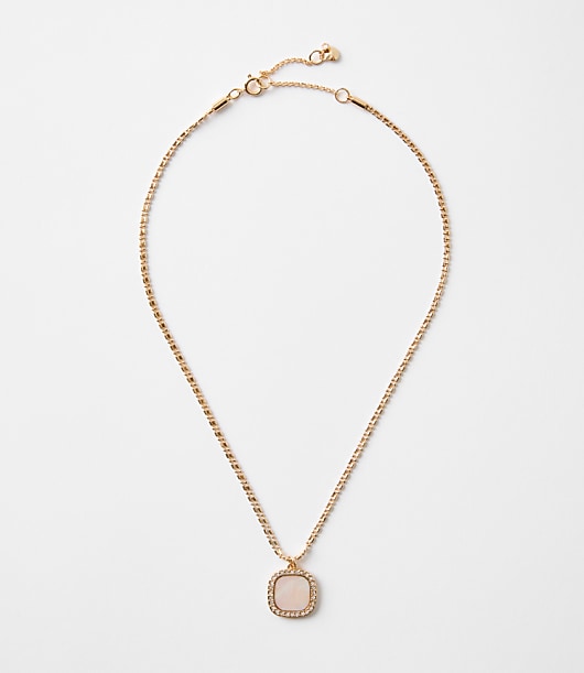 Loft Mother Of Pearl Square Double Chain Necklace