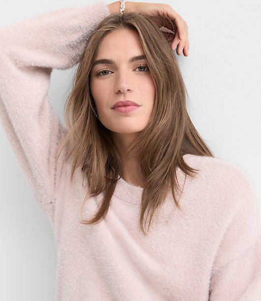 Petite Shimmer Fuzzy Sweater