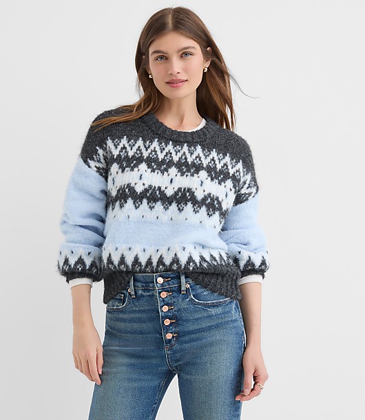 Petite Colorblock Fair Isle Sweater