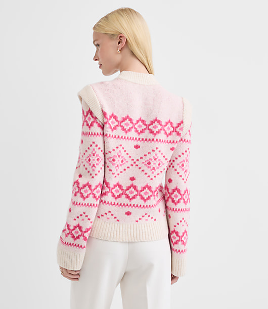 Petite Fair Isle Shoulder Trim Sweater