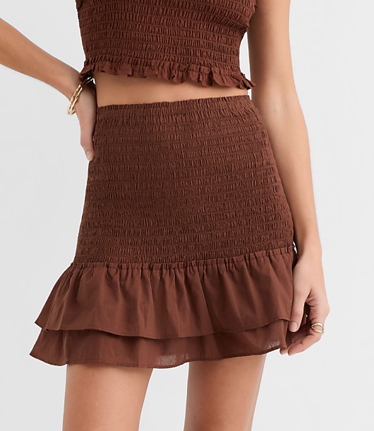 LOFT Beach Ruffle Smocked Mini Skirt