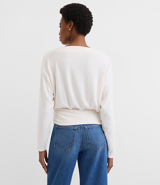 Ruched Hem Boatneck Top