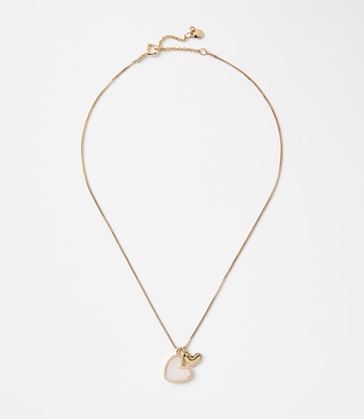 Loft Mother Of Pearl Sparkle Heart Necklace
