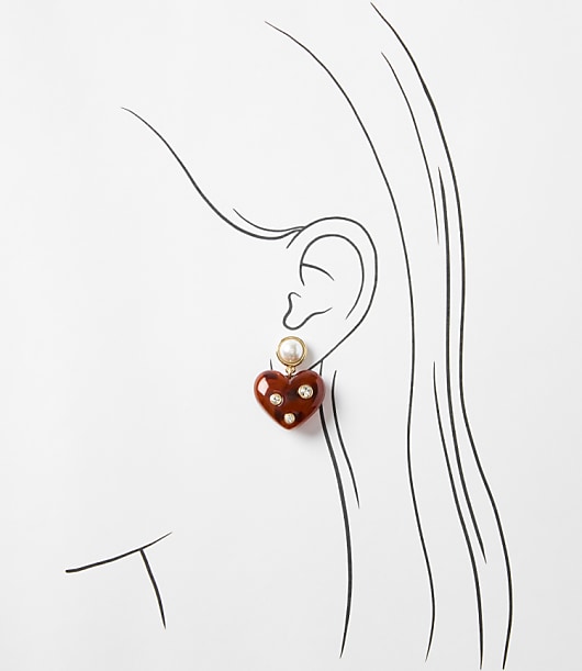 Pearlized Sparkle Heart Drop Earrings