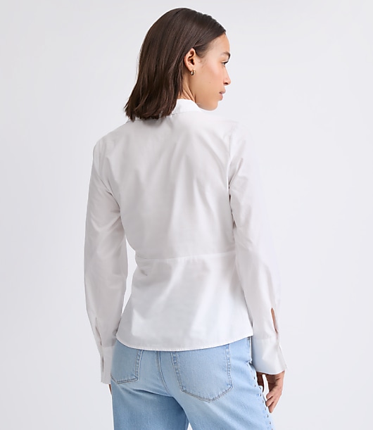 Petite Side Shirred Poplin Shirt