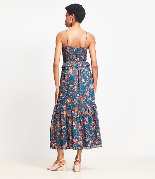 Floral Smocked Strappy Maxi Dress
