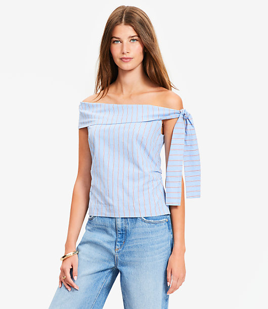 Striped Tie One Shoulder Top