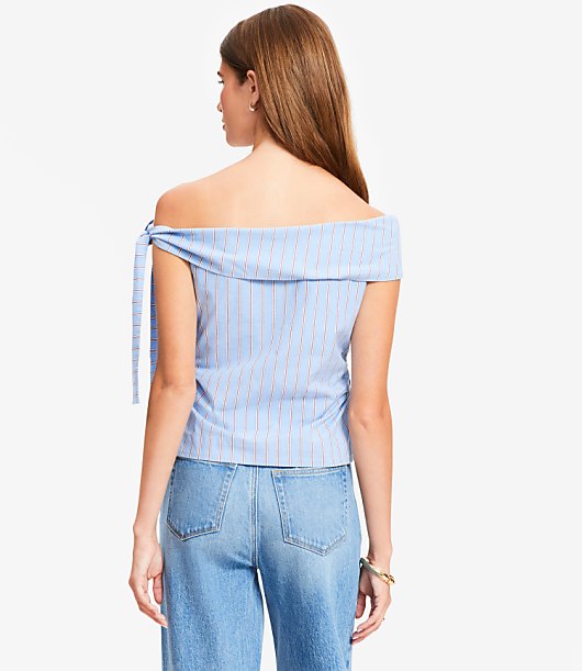 Striped Tie One Shoulder Top