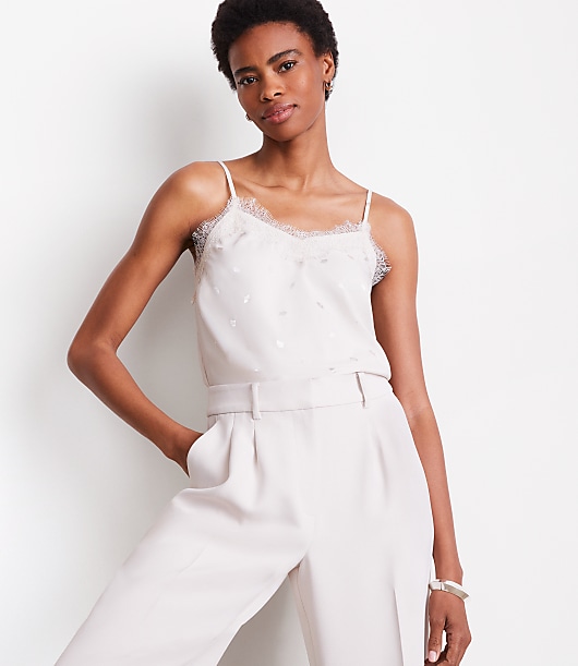 Petite LOFT Versa Gingko Lace Cami - White Clay