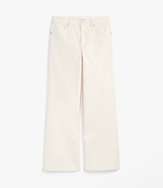 Mid Rise Wide Leg Jeans in Ivory
