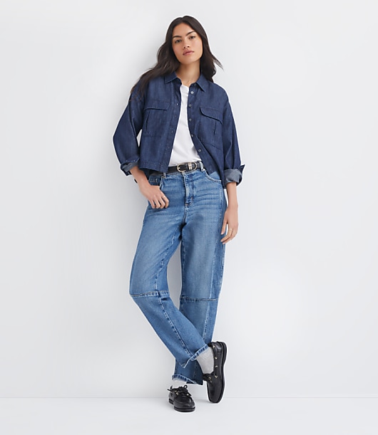 Chambray Wide Sleeve Modern Utility Shirt