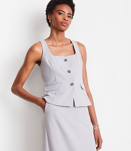 Petite LOFT Versa Seasonless Square Neck Pocket Vest