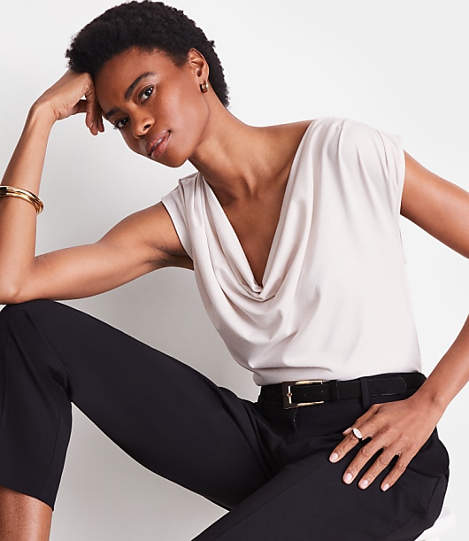 Petite LOFT Versa Cowl Neck Top
