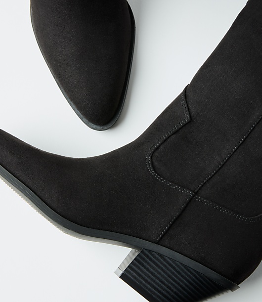 Mid Calf Western Boots - Black