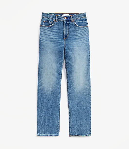 Petite High Rise Straight Jeans in Authentic Vintage Mid Wash
