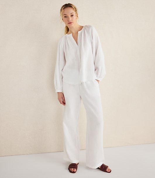 Haven Well Within Organic Cotton Gauze Long Sleeve Top