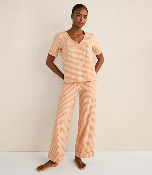 Haven Well Within Organic Cotton Jersey Striped Short Sleeve Sleep Top