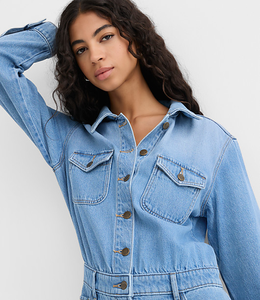 Rivete Denim Jumpsuit in Light Wash