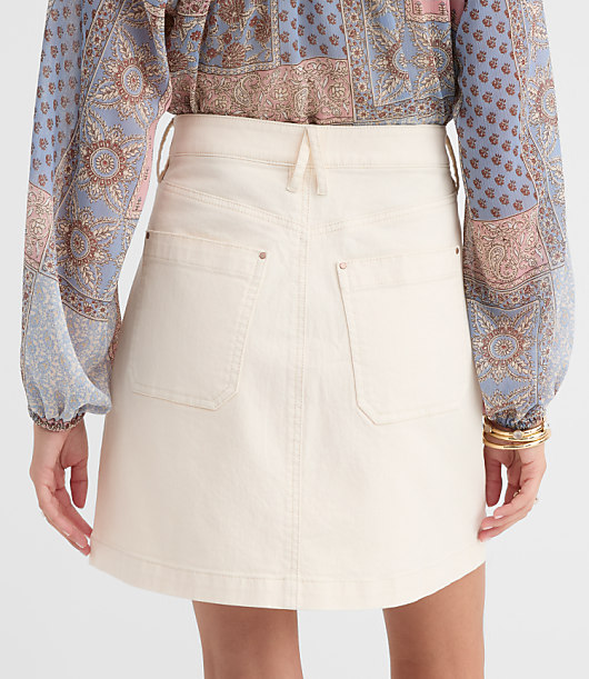 Denim Carpenter Mini Skirt in Ivory