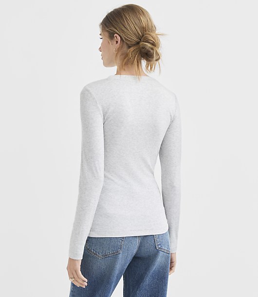 Heathered Micro Modal Crew Neck Long Sleeve Tee