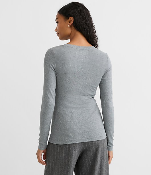 Heathered Micro Modal Crew Neck Long Sleeve Tee
