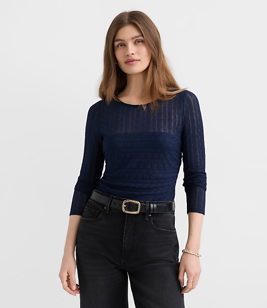 Loft Lace Ruched Bodice Top