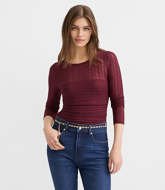 Loft Lace Ruched Bodice Top